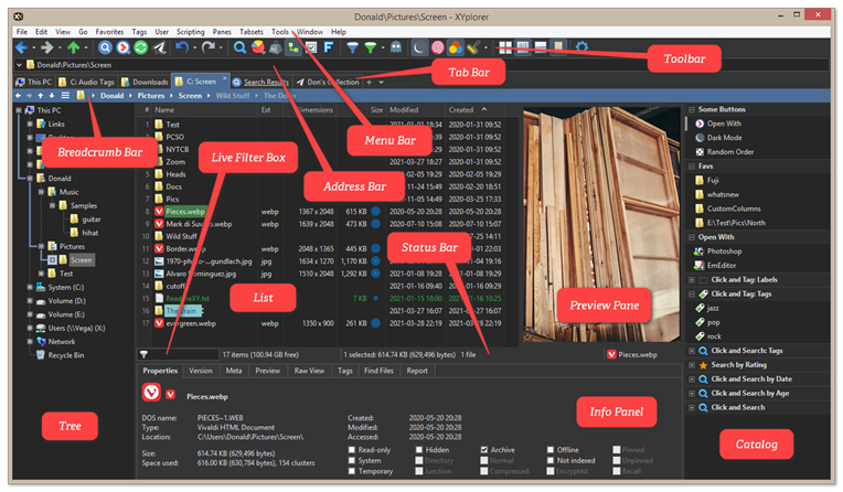 XYplorer 界面元素
