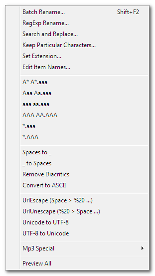 批量重命名菜单