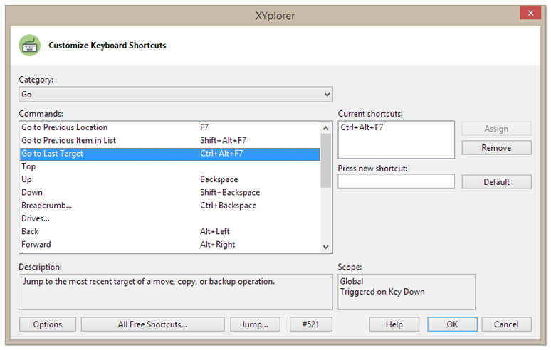 自定义键盘快捷键对话框